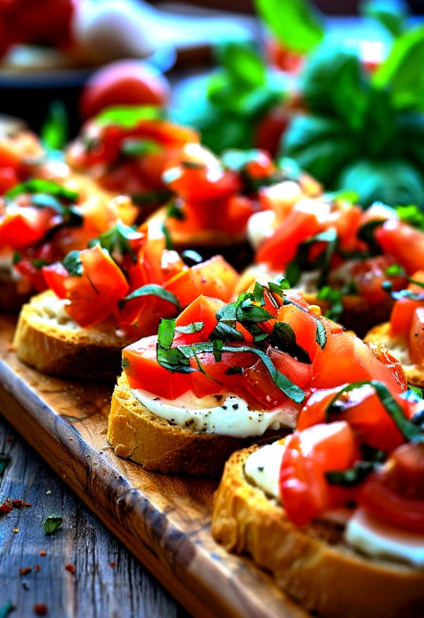 Heart-shaped bruschetta